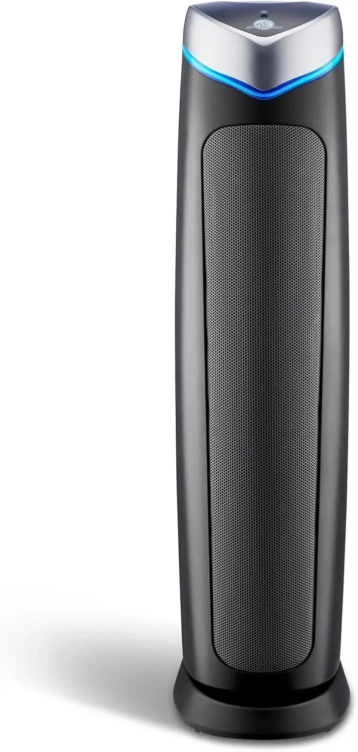 Purificatore d'aria HEPA 5 in 1 per ambienti di grandi dimensioni fino a 915 mq. Ft., Luce UV-C, Riduzione degli odori, Torre grigia
