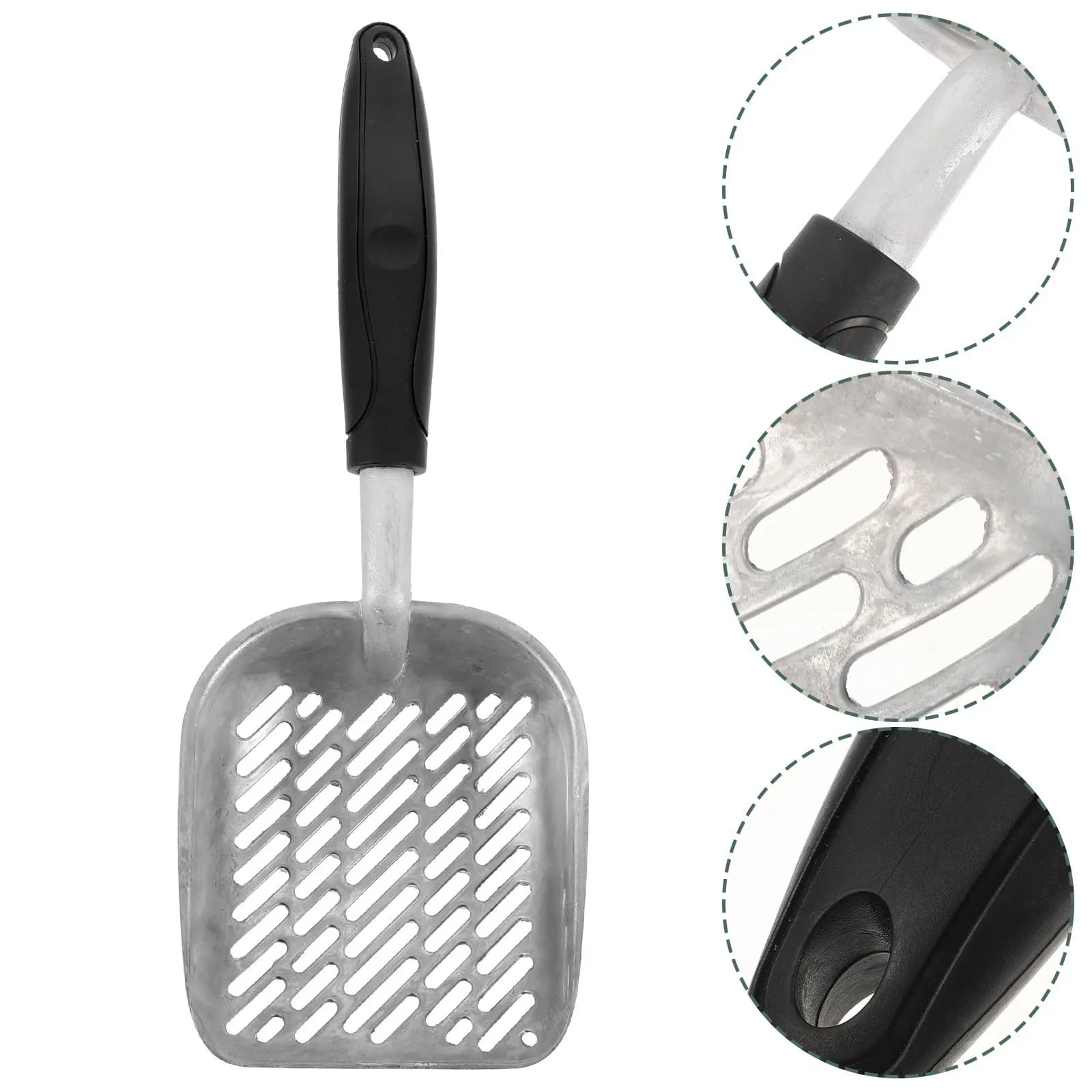 Heavy Duty Cat Litter Shovel Made of High Grade Stainless Steel Long Handle Small Scoop for Easy Manure Removal Pet Up Cleaning
