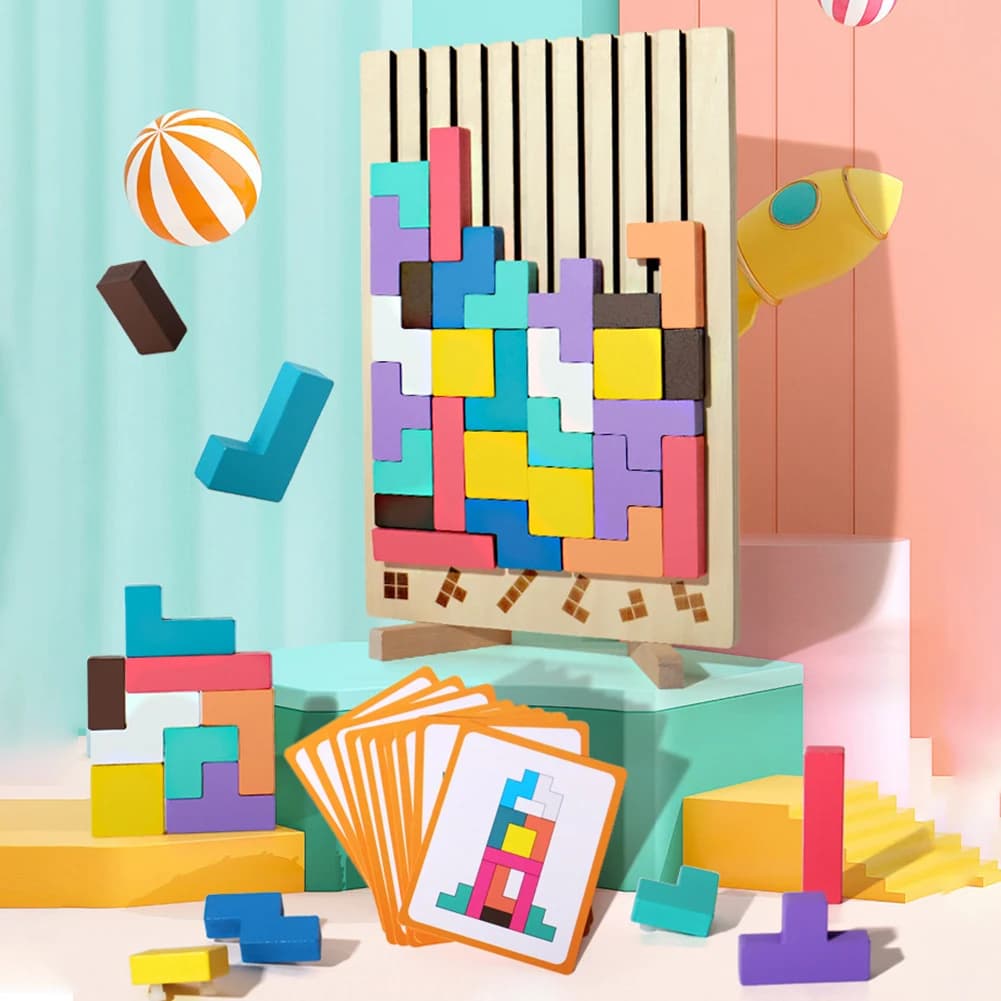 Brain Teaser Toys Tangram Jigsaw Intelligence Game 3D Russian Building Toy Educational Gift for Kids