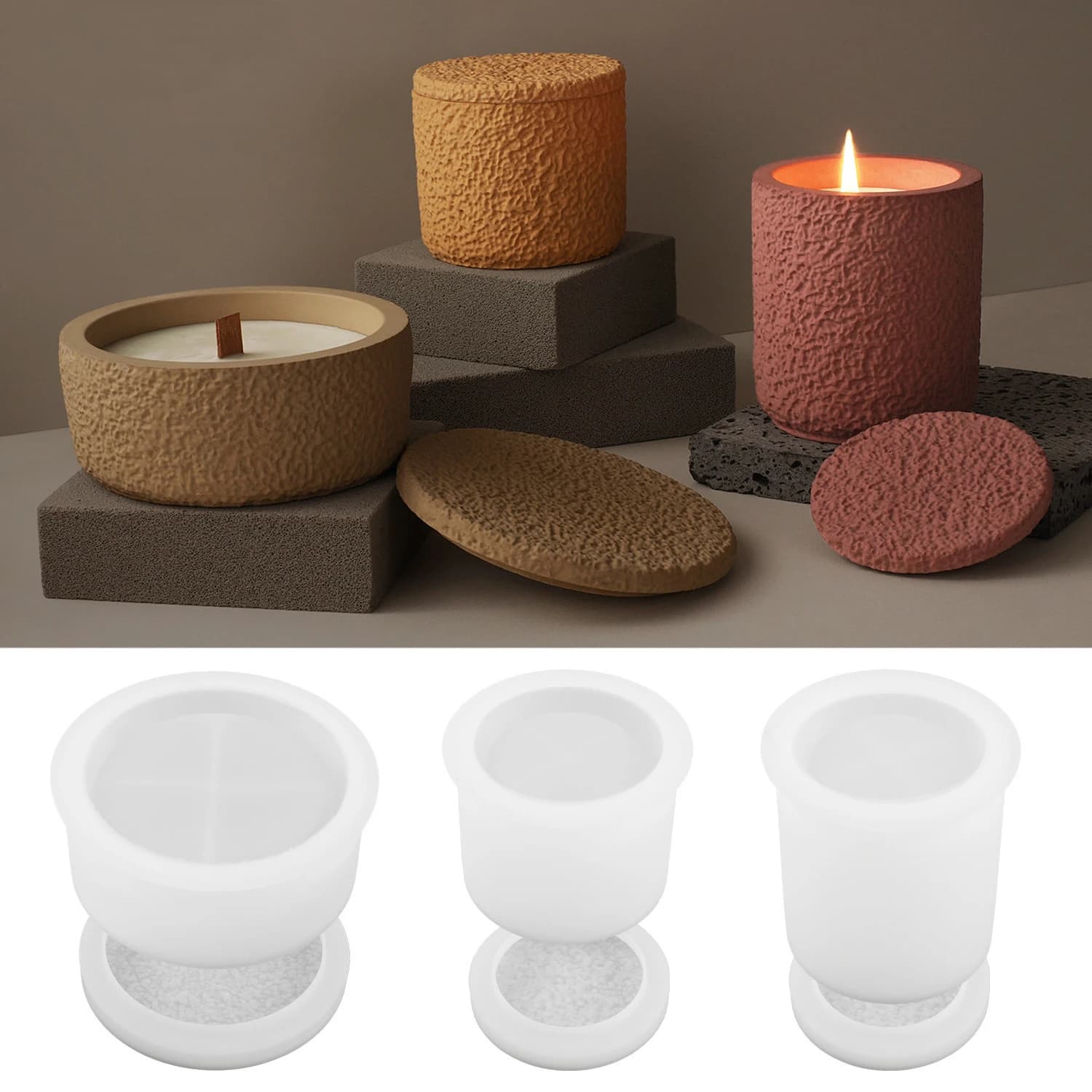 Stampo in silicone per tazza di candela a forma di gesso, tazza di aroma irregolare fatta a mano fai-da-te per decorazione di gioielli con stampo per portagioie in gesso di cemento