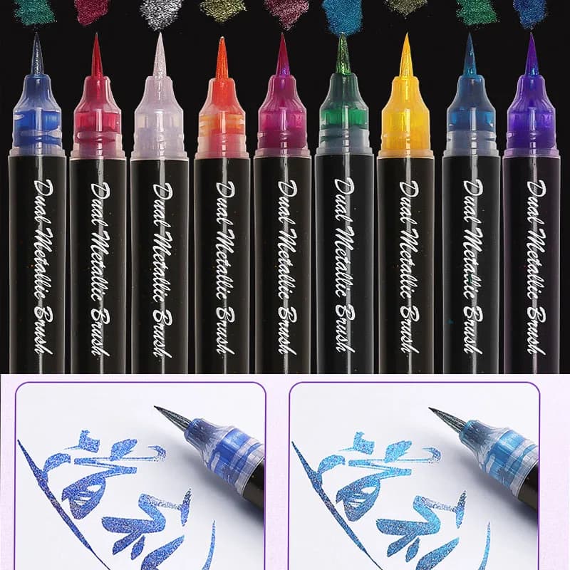 10-Piece Butterfly Brush Set Glitter Soft Tip Calligraphy Pens for Wedding Certificates Scripture Copying Painting