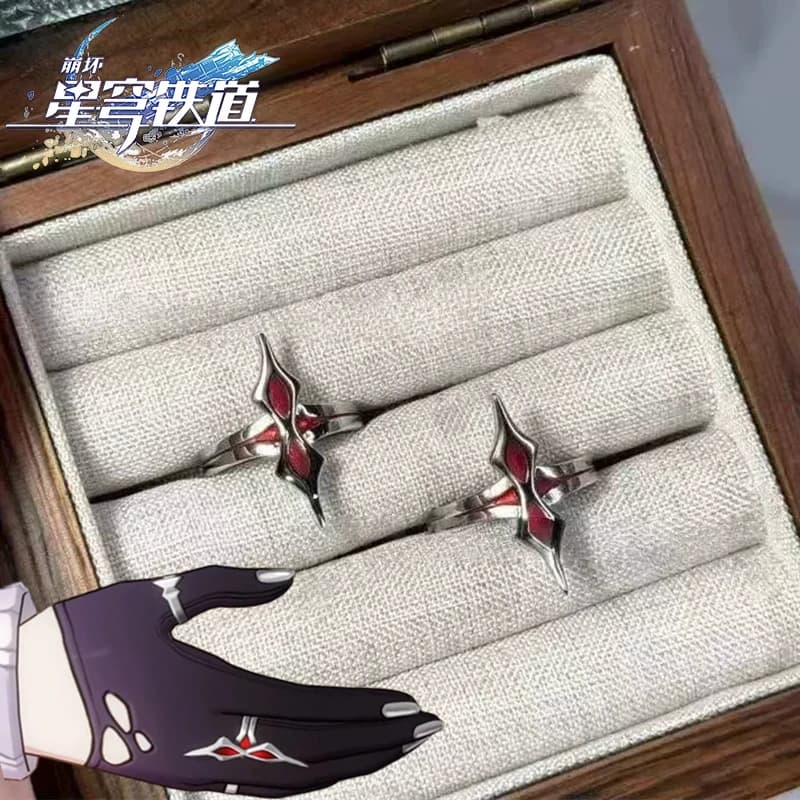 Gioco Honkai Star Rail 7 marzo Anello cosplay Rock gotico Anello di apertura regolabile a forma irregolare Accessori per gioielli