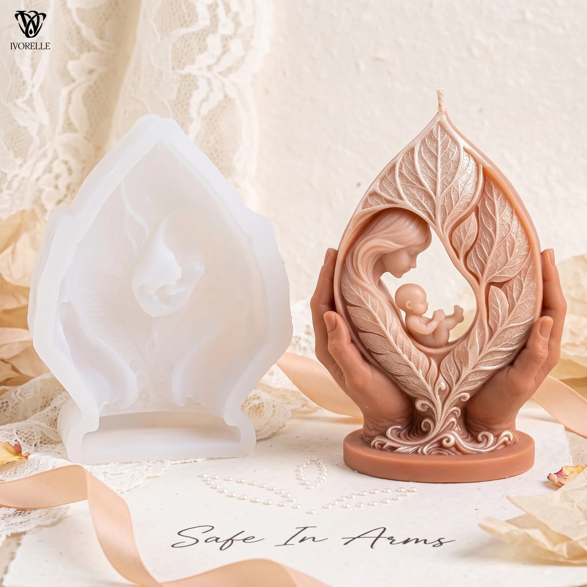 IVORELLE Mother Love Baby Silicone Candle Mold Mother And Baby Relief For Wax Resin Plaster Soap DIY Home Decor Craft