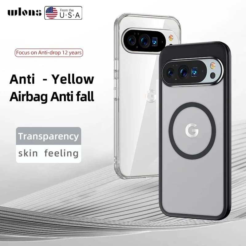 Custodia Protettiva Trasparente di Lusso Semplice per Google Pixel 10 Pro XL 10A 9 Pro 8 Pro 9a 8a con Ricarica Magnetica Antiurto