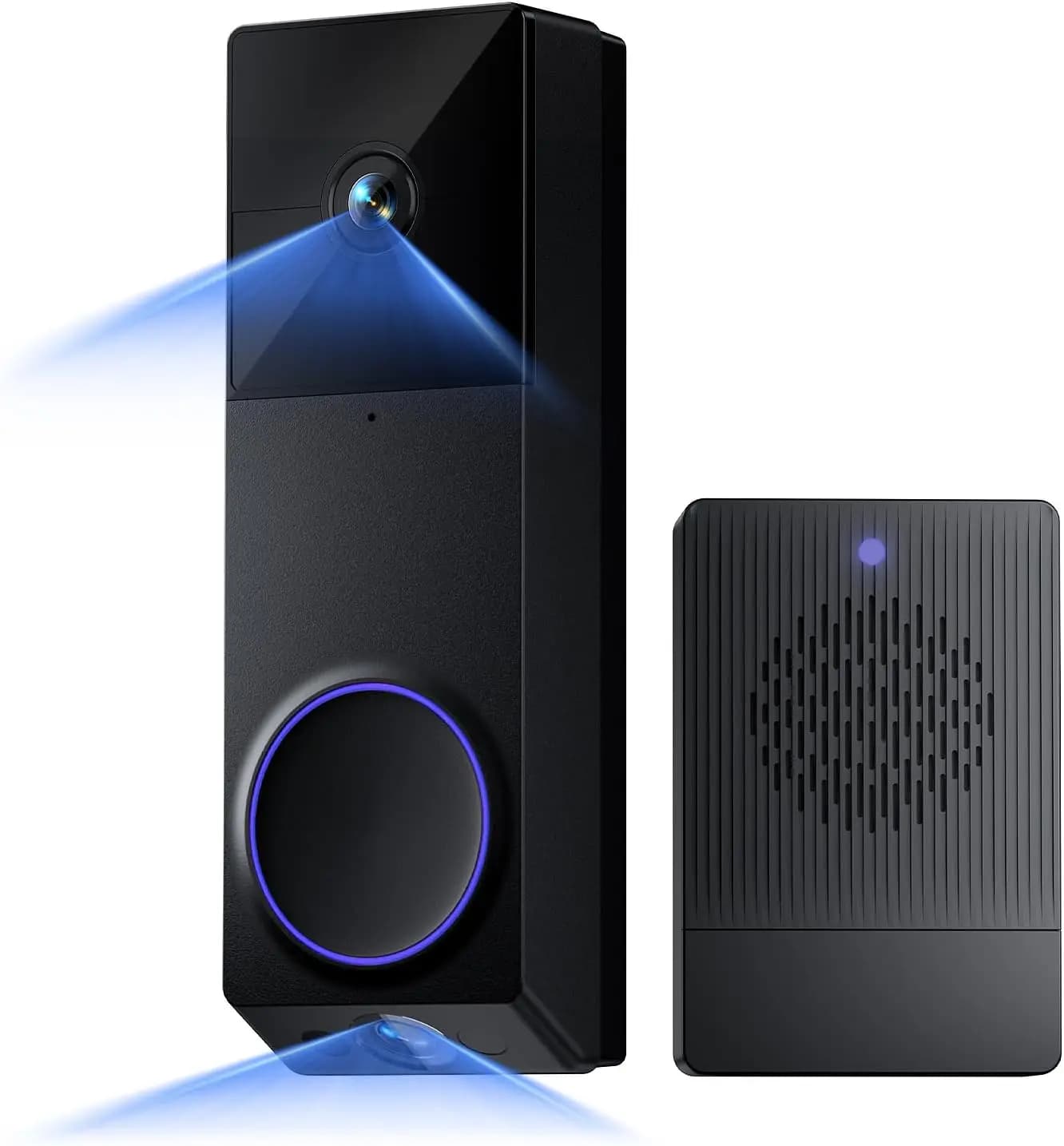 Campanello Video Wireless con Doppia Telecamera, 2K HD, Visione Notturna a Colori, Alimentato a Batteria, Senza Canone Mensile