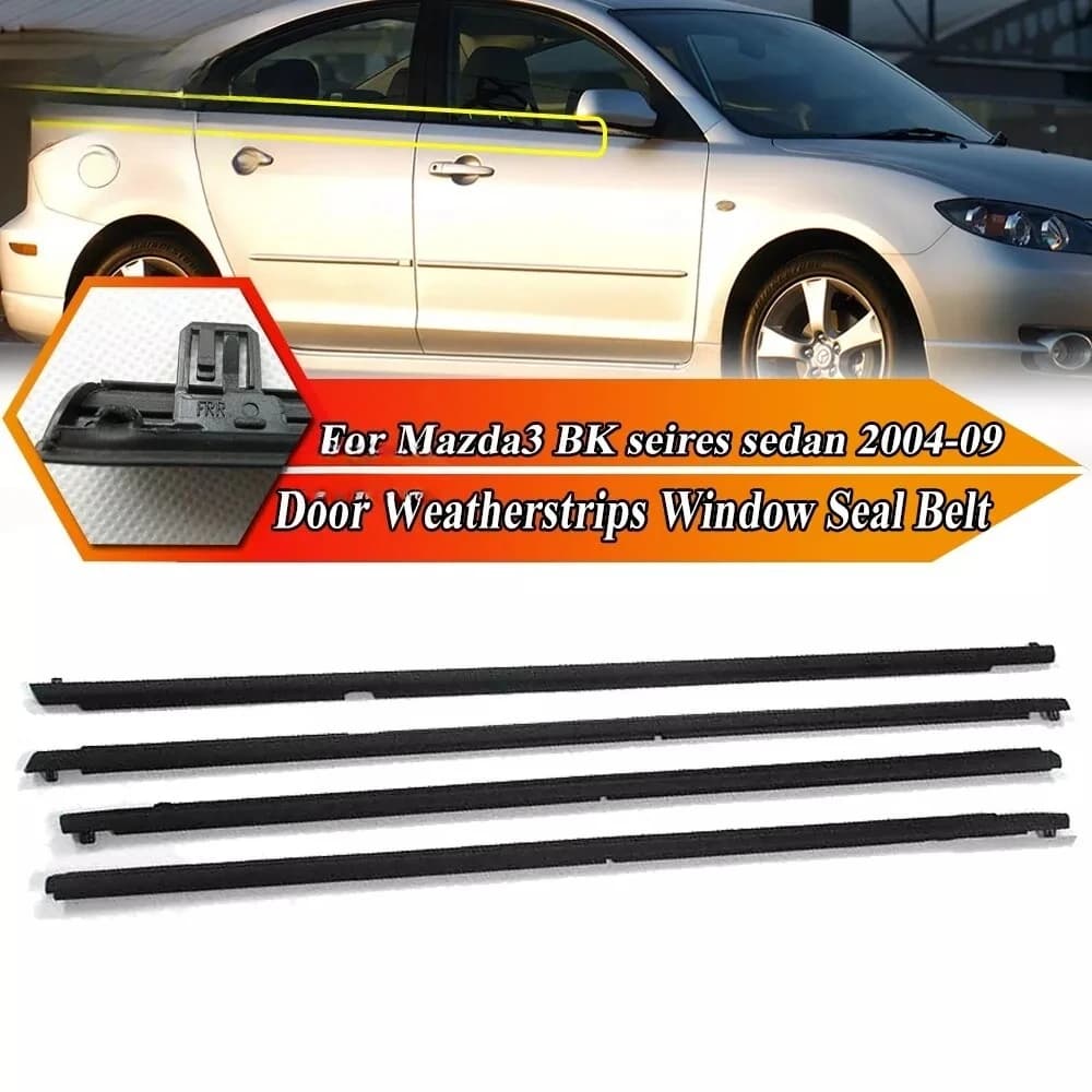 4 pezzi guarnizioni per vetro per finestrino auto striscia di tenuta modanatura per Mazda3 BK Seires Sedan 2004-2009