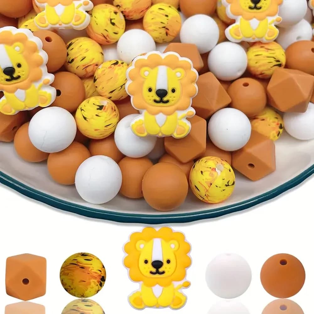 Set di 5/25 pezzi di perline in silicone per animali carini, multicolori, utilizzati per gioielli fai da te, portachiavi e kit per realizzare braccialetti