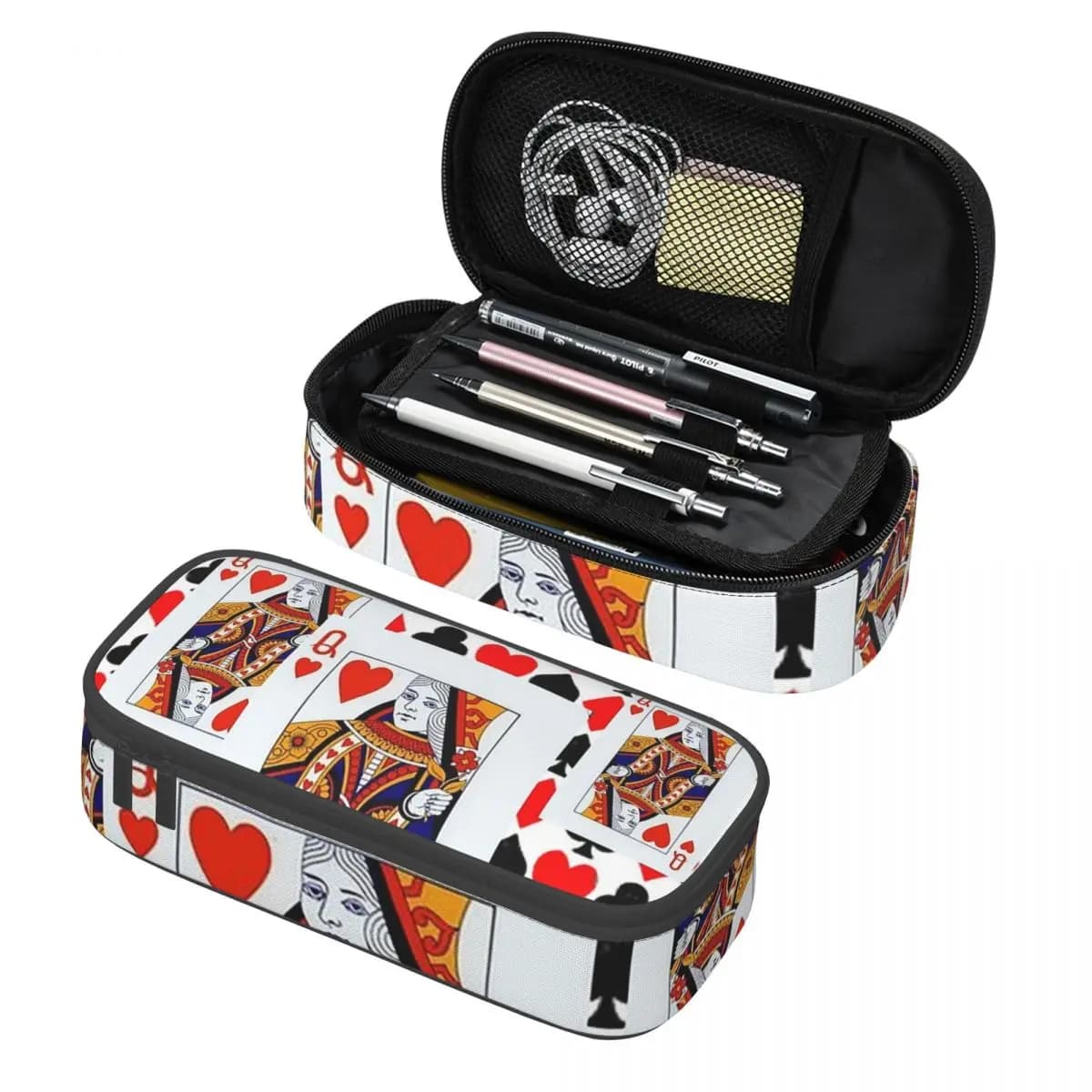 Astuccio con motivi Red Queens Of Hearts, astuccio per matite, portaoggetti per articoli di cancelleria, scatola porta penne di grandi dimensioni, astuccio per bambini