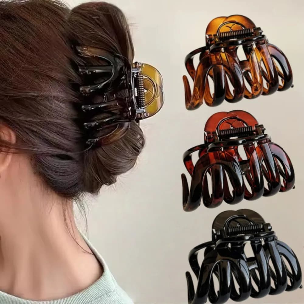 Acrylic Pumpkin Hair Clips Hollowed Simple Fashion Hair Claw For Women Vintage Temperament Shark Y2k Trendy Hair Volume Clips
