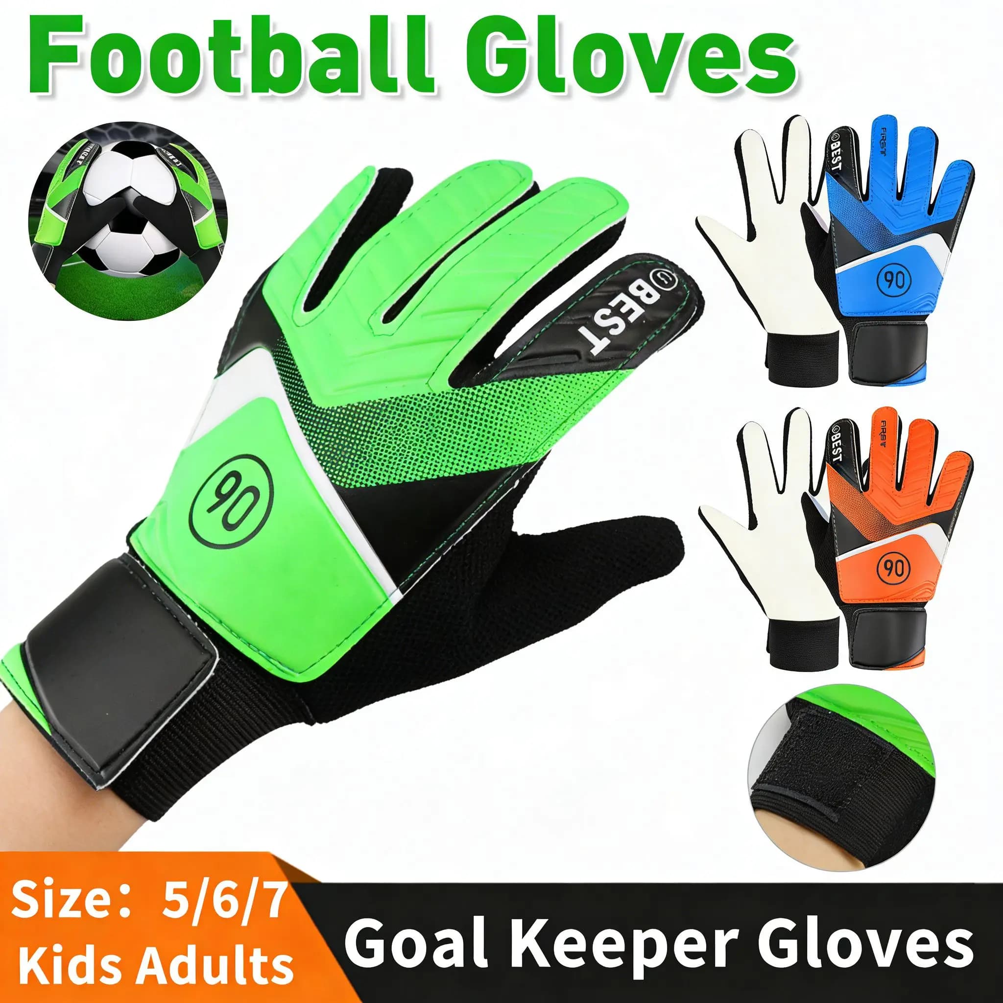 1 paio di guanti da portiere da calcio per bambini Guanti da portiere da calcio in lattice Anti-collisione antiscivolo Forniture sportive leggere