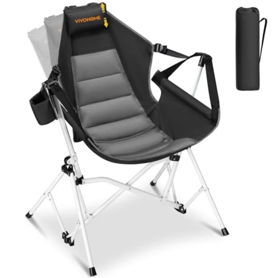 Sedia da campeggio a hamaca per viaggi all'aperto, giardino, patio: rete traspirante 600D, cuscino/schienale/altezza regolabili, supporta fino a 40 kg