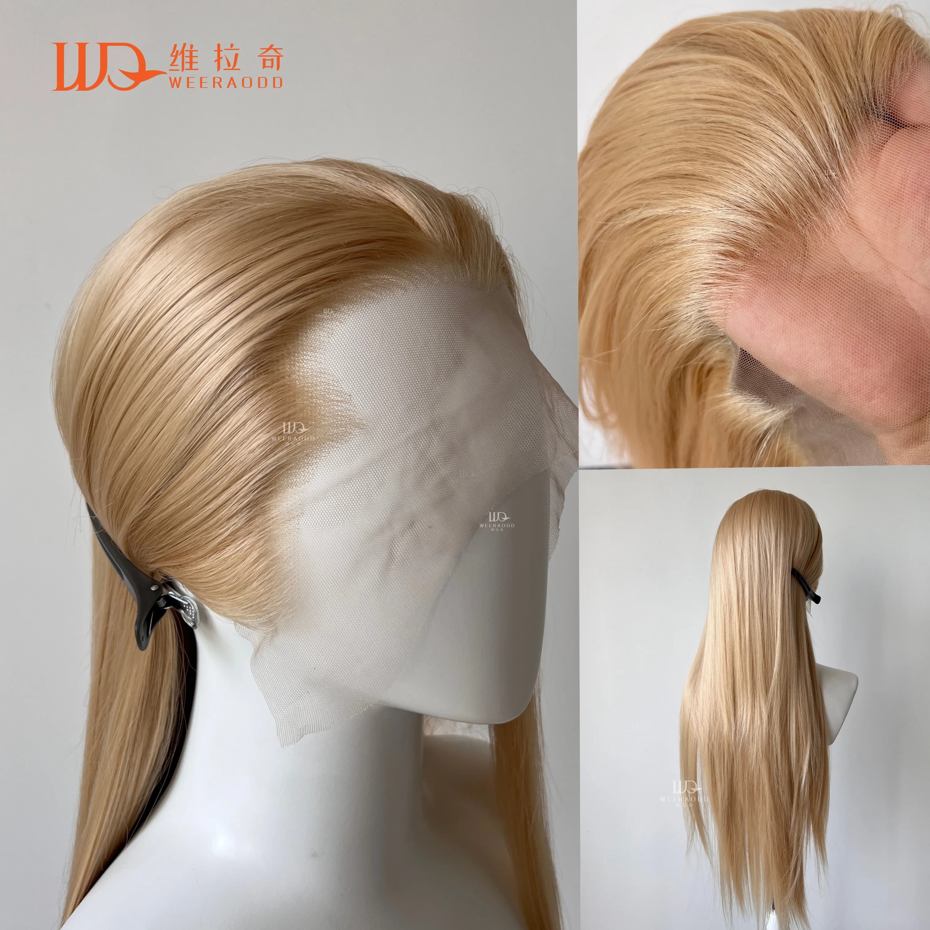 Parrucca diritta con punta della vedova biondo chiaro da 26 pollici 13x4 Frontale in pizzo svizzero Glueless Capelli sintetici resistenti al calore per la festa cosplay