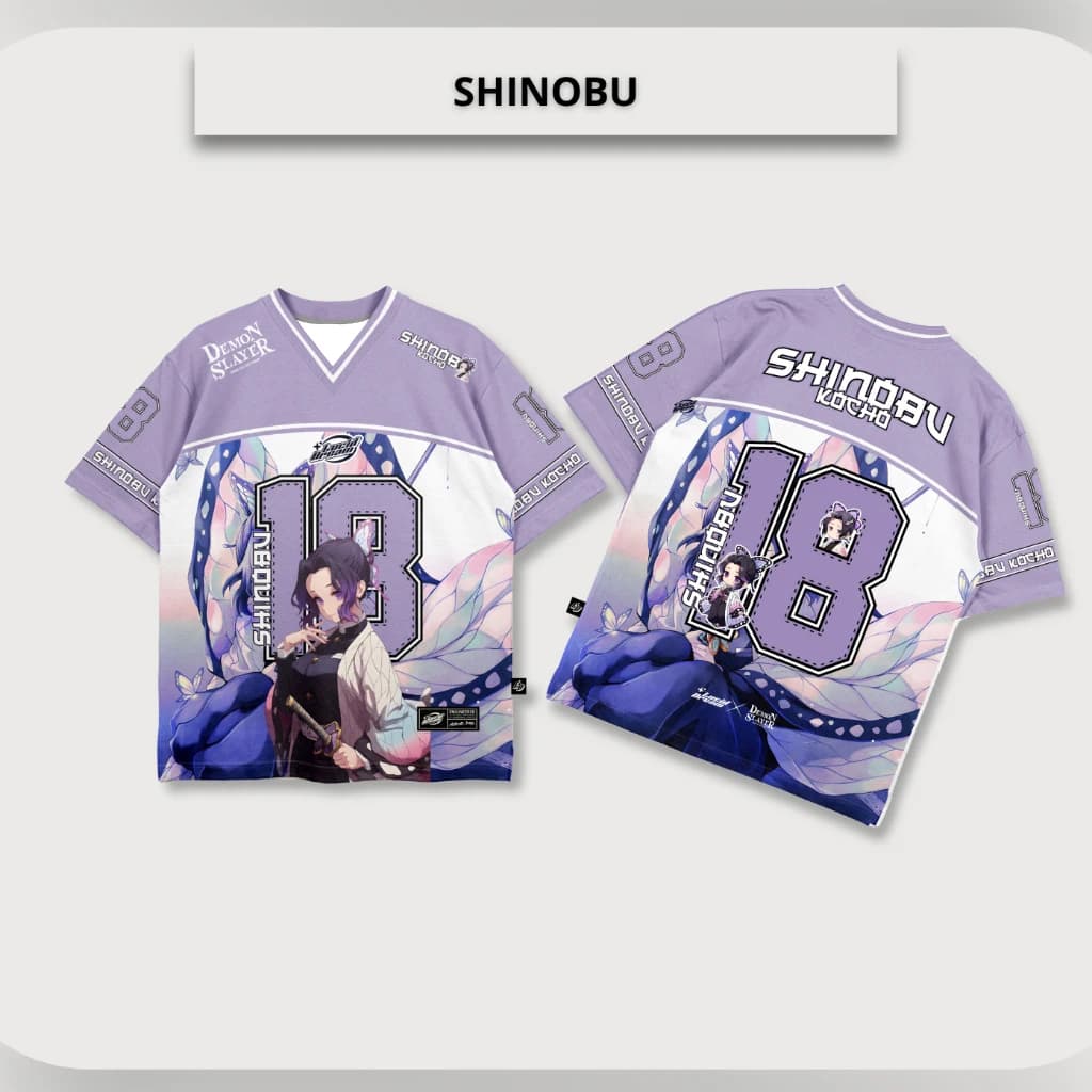 Maglia a maniche corte stampata Demon Slayer Kochou Shinobu da uomo 18 # Abbigliamento Sportivo con Grafiche Anime Viola per Fan, Streetwear Casual
