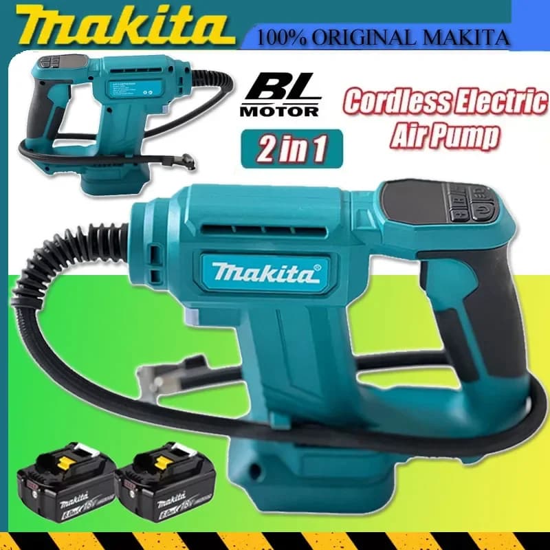Pompa Compressore Makita con Display Digitale, Gonfiatore Portatile Senza Fili per Pneumatici Auto, Compatibile con Batteria 18V