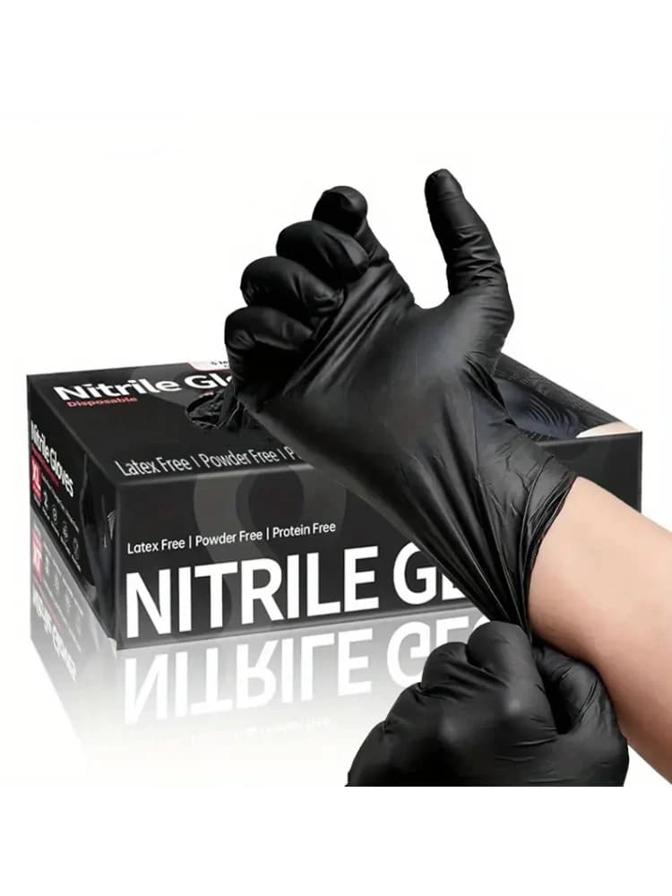 100/50/20PCS Guanti in nitrile nero monouso Guanti per pulizia senza polvere spessa Guanti per tatuaggio meccanico domestico strutturati da cucina