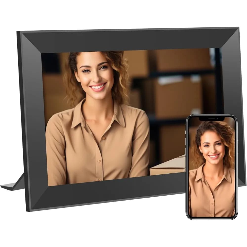 Cornice digitale WiFi da 10,1 pollici, touchscreen IPS HD 1280x800, 32GB, rotazione automatica, condivisione foto e video, upload remoto per la famiglia, facile configurazione