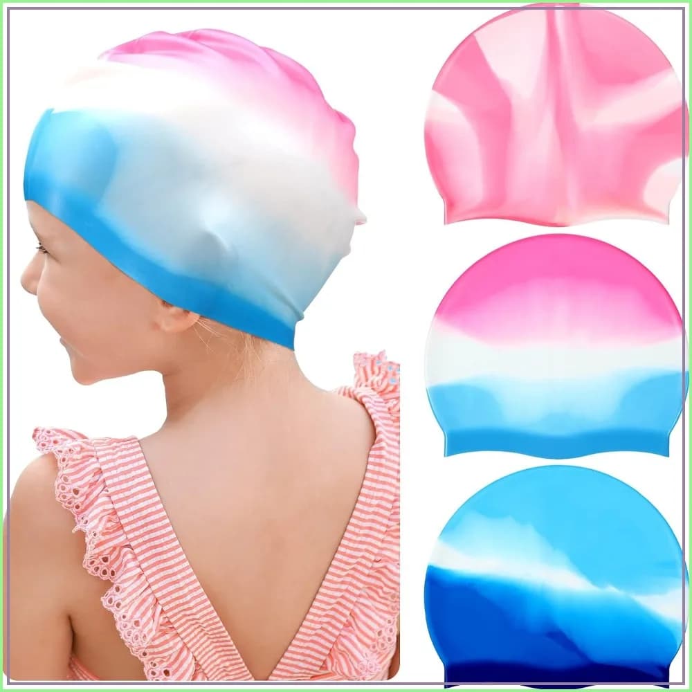 Silicone Swim Cap for Kids with Long Hair, Large Waterproof Pool Hat for Girls Boys Ages 4-16, Fits Braids Dreadlocks