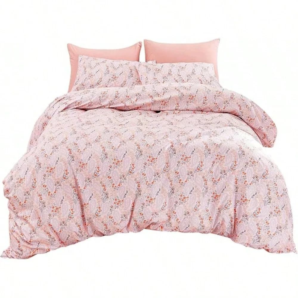 Set Copripiumino, 3 Pezzi, Stampa Boho con Felci, Copripiumino in Microfibra con Chiusura a Cerniera, Biancheria da Letto