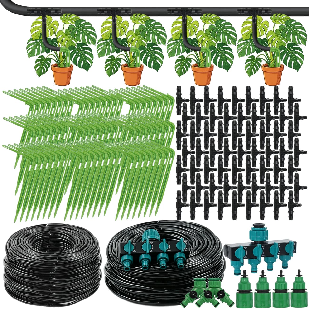 KESLA 1/4'' PVC Hose Automatic Drip Irrigation Kit 4/7mm to 3/5mm Arrow Dripper Garden Micro Watering System for Potted Plant