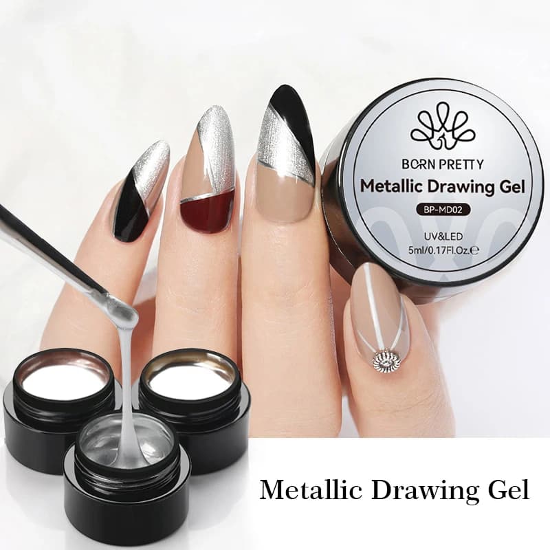 5ml BORN PRETTY Vernice metallizzata Gel Smalto per unghie per Nail Art Unghie a specchio fai da te Soak Off Smalto gel Oro Argento Smalto gel UV