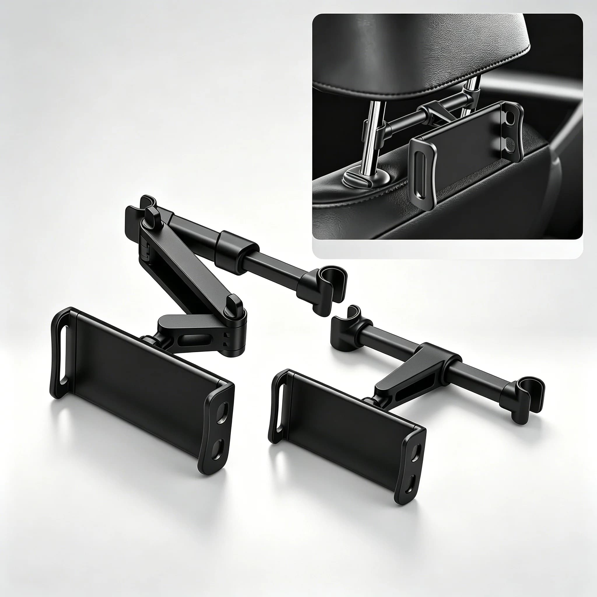 Car Back Seat Tablet&Phones Stand Adjustable 360° Rotating Headrest Holder For 4.7-12.9 Inch Device Car High Quailty Accessories