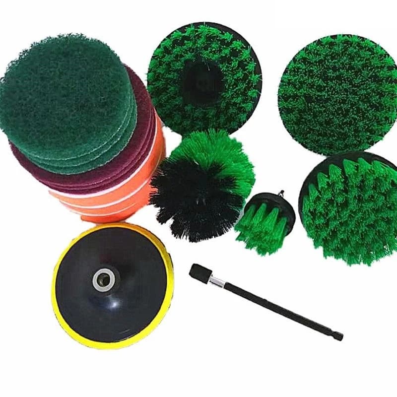 Set accessori per spazzole per trapano da 16 pezzi. strumenti per spazzole per pulizia del lavaggio dello scrubber