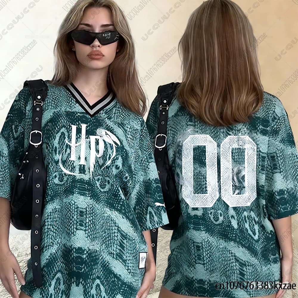 Maglie da Calcio Edizione Speciale Harry Potter 2026, Maglie Sportive Estive Casual con Scollo a V, Maglie da Calcio Larghe Stile Y2K per Coppie, Top Streetwear