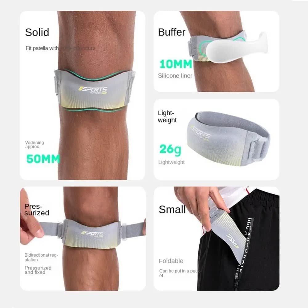 Supporto per Ginocchio in Neoprene con Fascia Antiscivolo, Traspirante, Regolabile e Ammortizzante per Tendine Rotulee