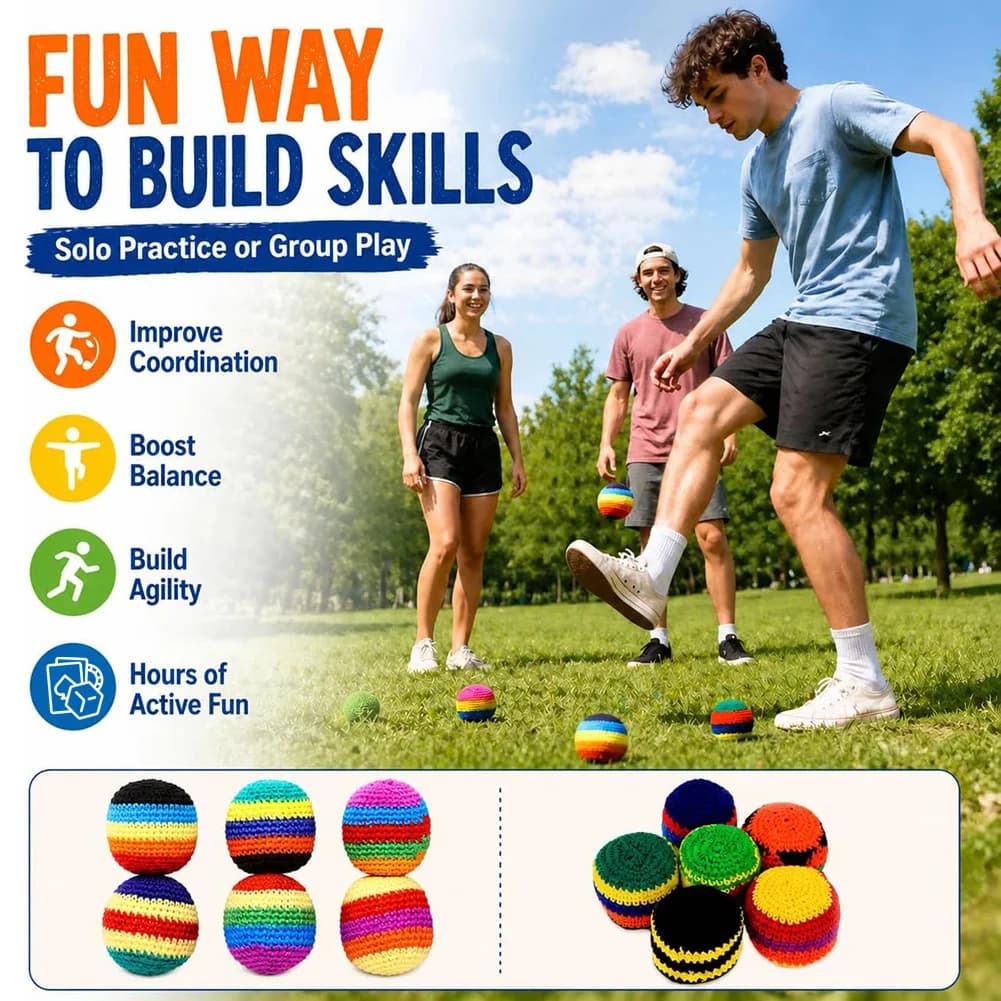 Palline da giocoleria all'uncinetto per principianti, ideali per calciare, giocare a lanciare e gira-gira con palline, per bambini, adulti e ragazzi.