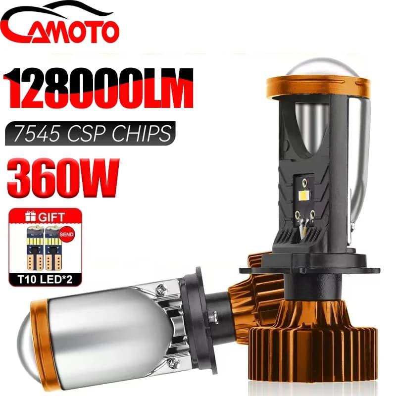 Lampadine per fari H4 Led Canbus 9003/HB2 Mini lente per proiettore 128000LM Fan abbaglianti e anabbaglianti 9-16V per auto moto 6500K lampada bianca