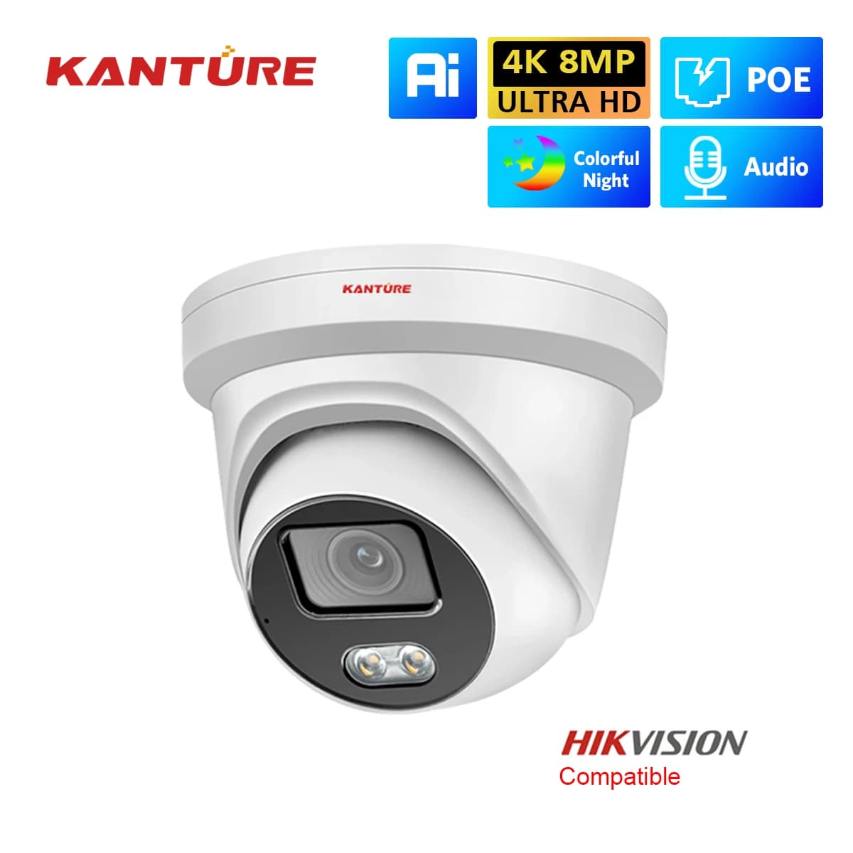 KANTURE H.265 4K POE telecamera di sicurezza CCTV 8MP Ultra HD Kit di videosorveglianza impermeabile telecamera per visione notturna a colori P2P View