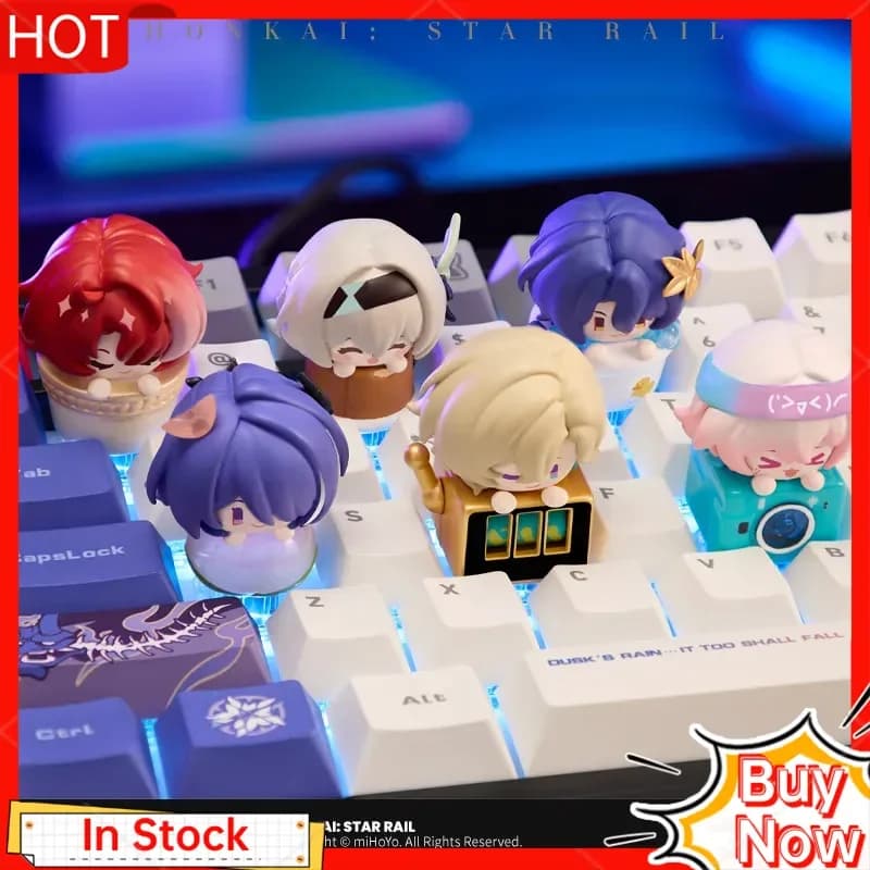 Mihoyo Honkai Star Rail Anime Figure Blind Box Series 2 Keyboard Covers Mechanical Keyboard Game Sets Wasd Esc Tip