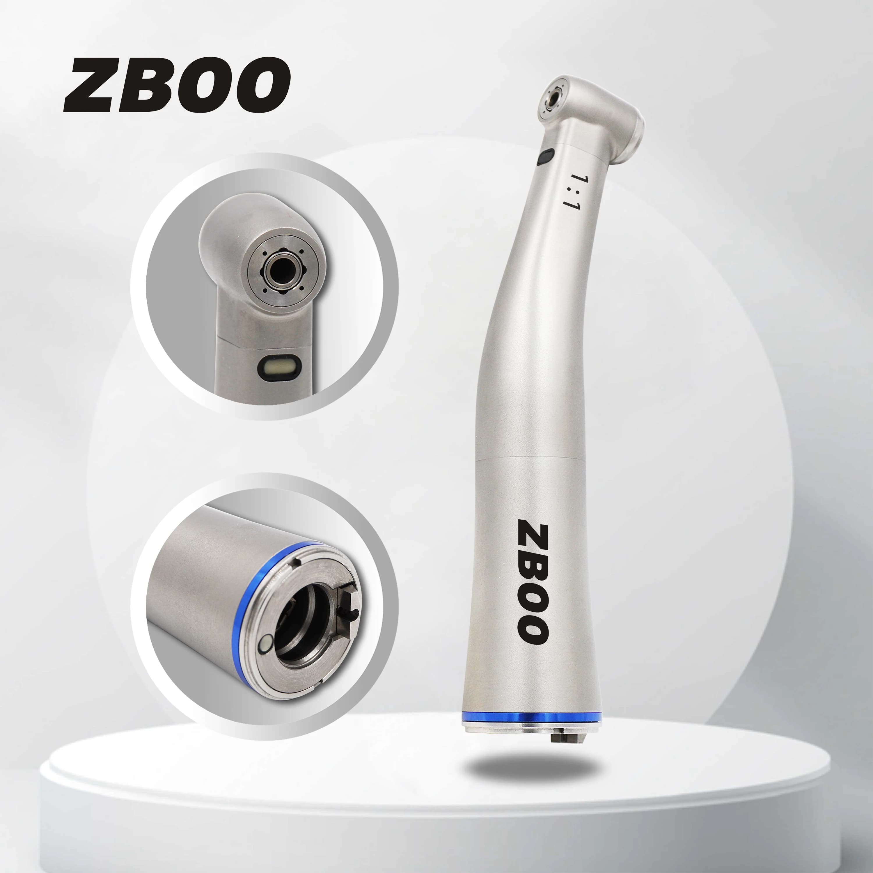 Z25L Micromotore elettrico dentale Manipolo dentale 1:1 Azionamento diretto a bassa velocità con contrangolo LED ottico 4 Anello blu acqua