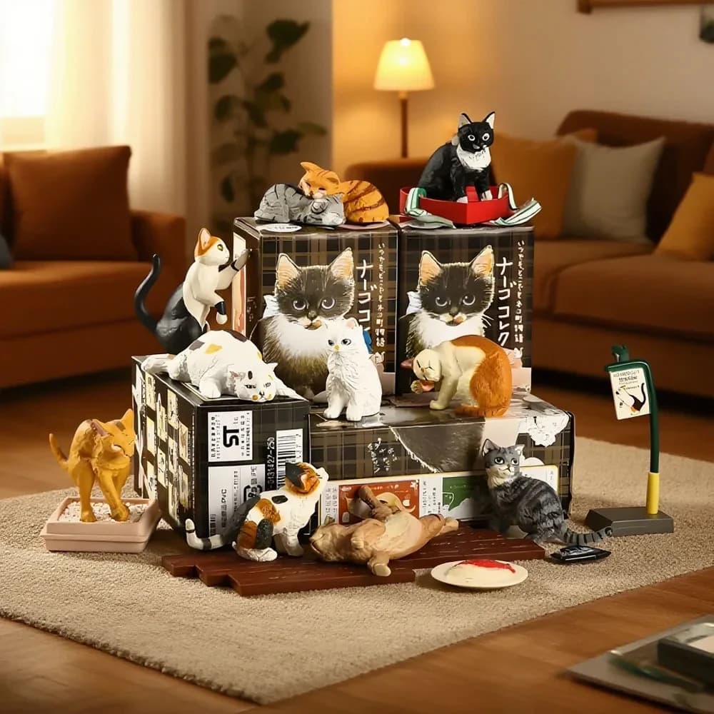 Collezione Kawaii Bandai Neargo 4 - Figurina di gatto carino Scatola cieca misteriosa Regali Modello giocattolo Figura anime Colleziona ornamenti