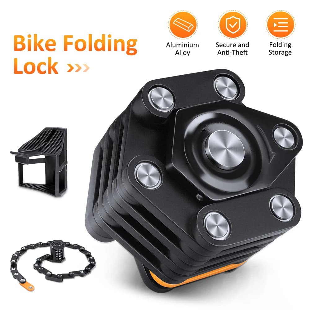 Lucchetto per bici pieghevole Lucchetto di sicurezza antifurto in acciaio legato Lucchetto a combinazione Lucchetto a catena resistente Accessorio per ciclismo