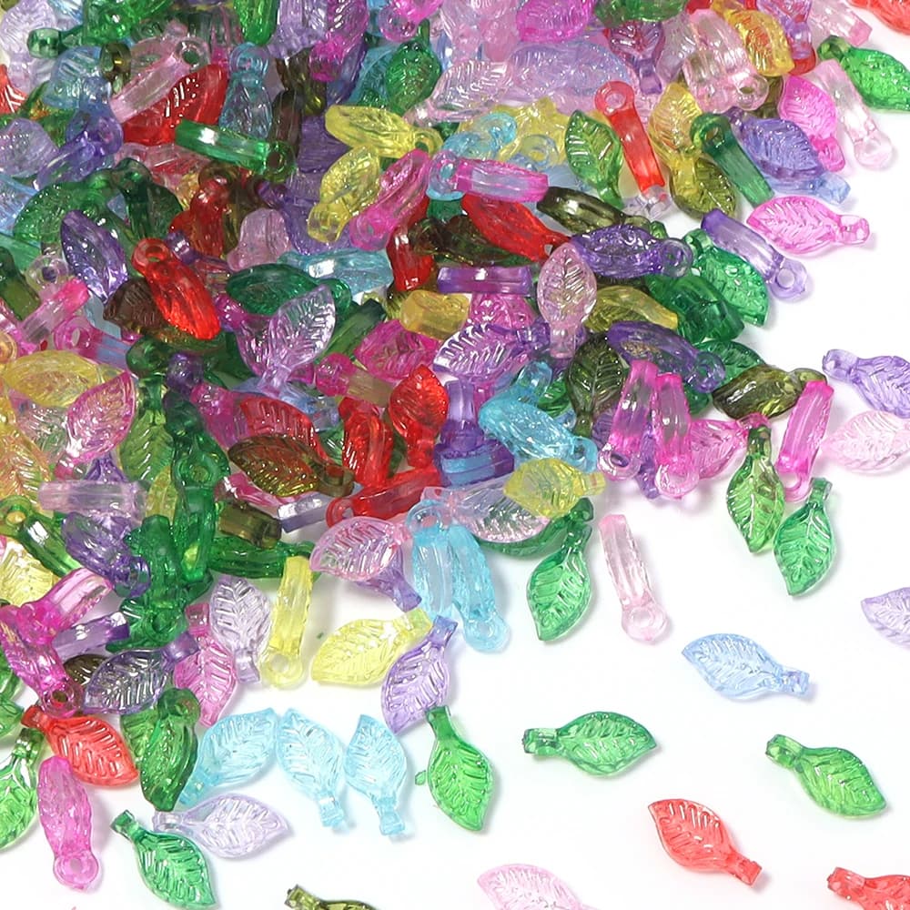 200pcs Acrylic Leaf Shaped Charms Green Leaves Charms Pendants For Jewelry Making DIY Handmade Earrings Necklace Accessories