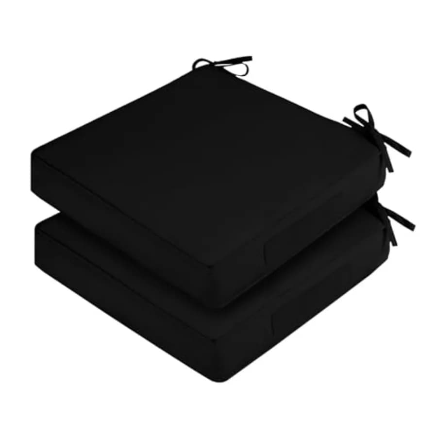 Waterproof Outdoor Chair Cushions Set of 2, Square Outdoor Seat Cushions with Ties and Removable Covers, 22 x 22 Outdoor Cushio