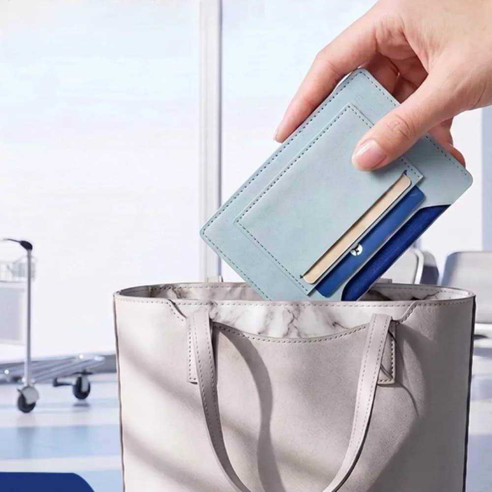 Slim PU Leather Passport Holder Portable Travel Document Wallet Multi‑Slots Passport Cover For Airplane Trip Men Women