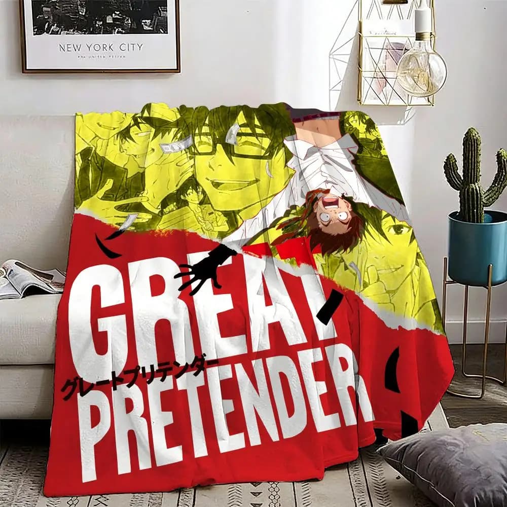 Great Pretender Anime Throw Lightweight 240g Flannel Blanket Soft Skin-friendly for Summer Cooling