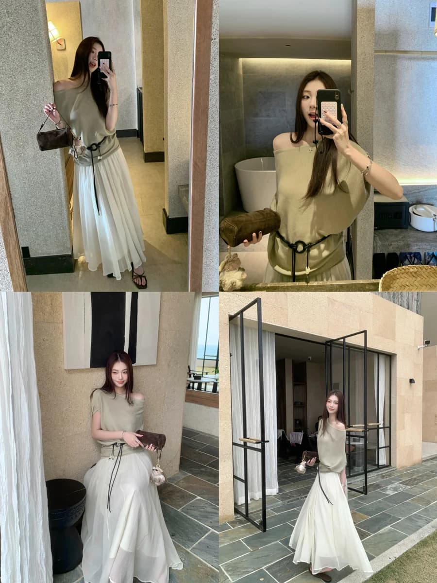 Elegant Silk Wool Knitwear Women's Belted Short Sleeve Top Loose Fit Style Spring 2026 Fashion Trend Old Money Style