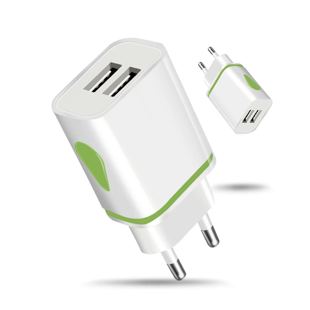 USB Charger from Wall to Double Door 5V 2A, Travel Power Adapter with EU/US/AU Plug for Samsung, Xiaomi, Huawei, iPhone, USB Charger from Desk
