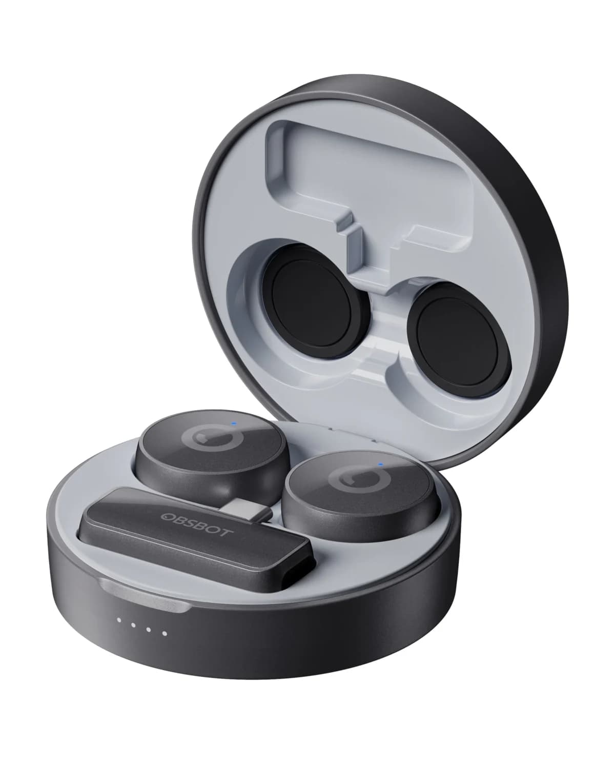 Microfono Wireless OBSBOT Vox, Doppio Microfono Lavalier con Portata di 300m, Audio da Studio 48kHz/24-Bit, USB-C Plug & Play per Streaming
