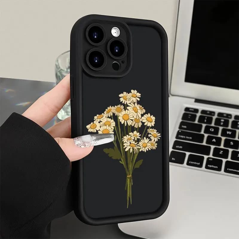 A bundle of daisy patterned phone cases suitable for iPhone 16 15 14 13 12 11 X XR XS Pro/Max/Plus anti drop and shockproof