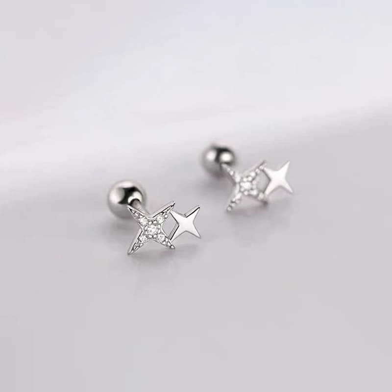 Orecchini a perno con zirconi a forma di stella in argento 925 per donna, gioielli raffinati classici da festa, accessori di lusso leggero.