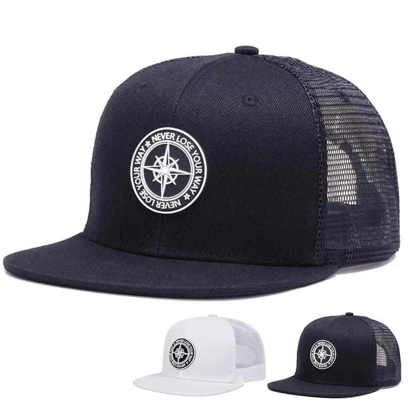 Hip-hop mesh hats with Offset Unisex compass caps Baseball Casual adjustable outdoor hat with sun protection