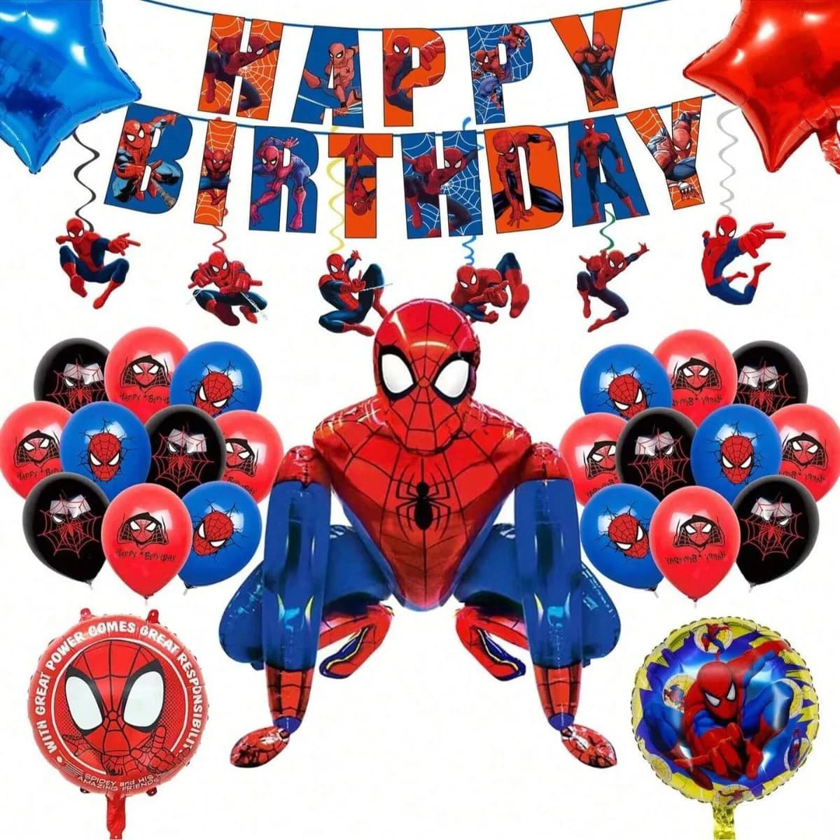 Spider-Man Birthday Party Decorations Tableware Set Paper Plates Cups Tablecloth Banner Kids Boys Superhero School Bash Supplies