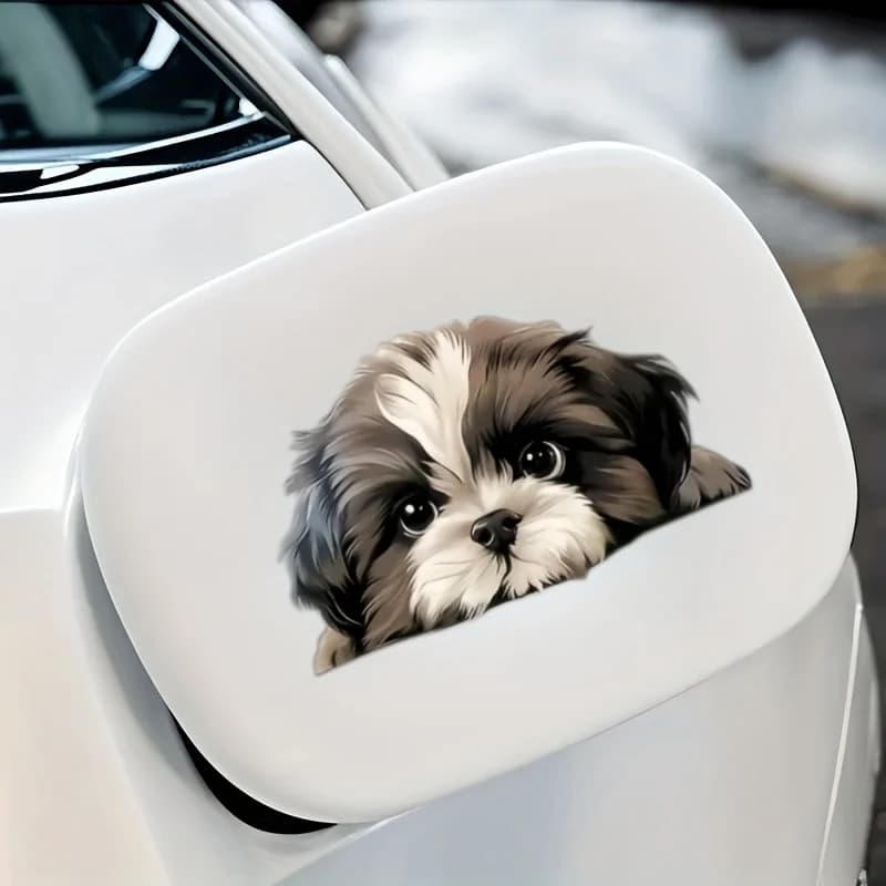 Adesivo per finestra con cucciolo di Shih Tzu che fa la spia, adatto per auto, camion, laptop e pareti.