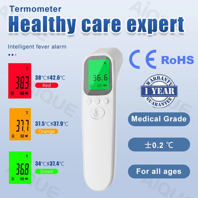 AiQUE infrared thermometer on the front °C / °F Digital LCD Body Fa's't Measure Children Adult Fever IR Children Contactless Thermometer