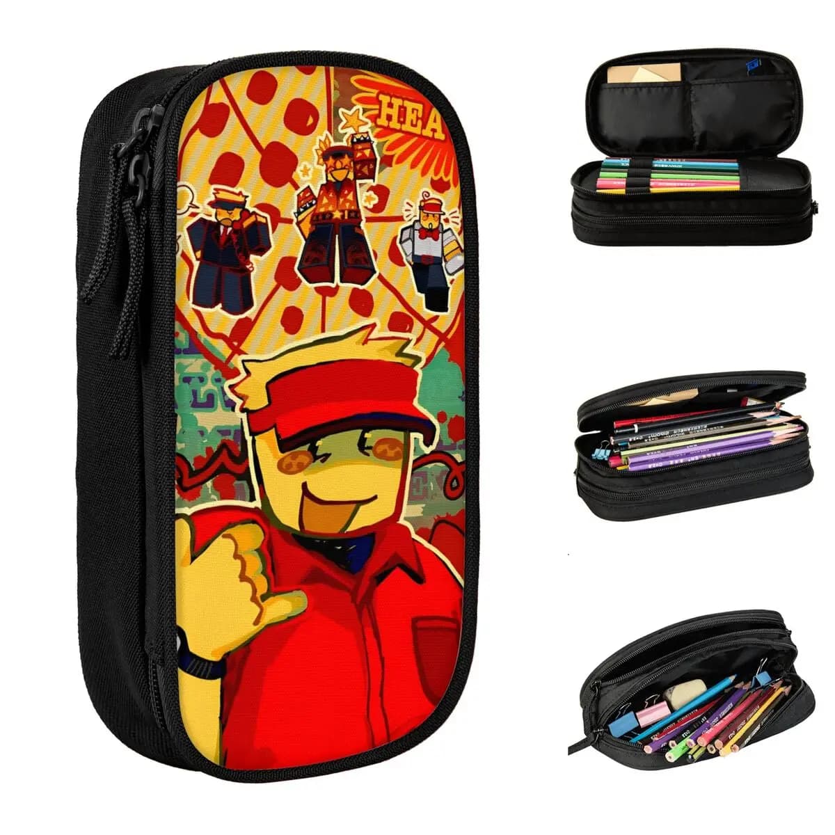 Pizza Elliot And Chance Forsaken Pencil Case Boy Girl Retro Pencil Box Graphic School Pencil Cases Supplies Gift