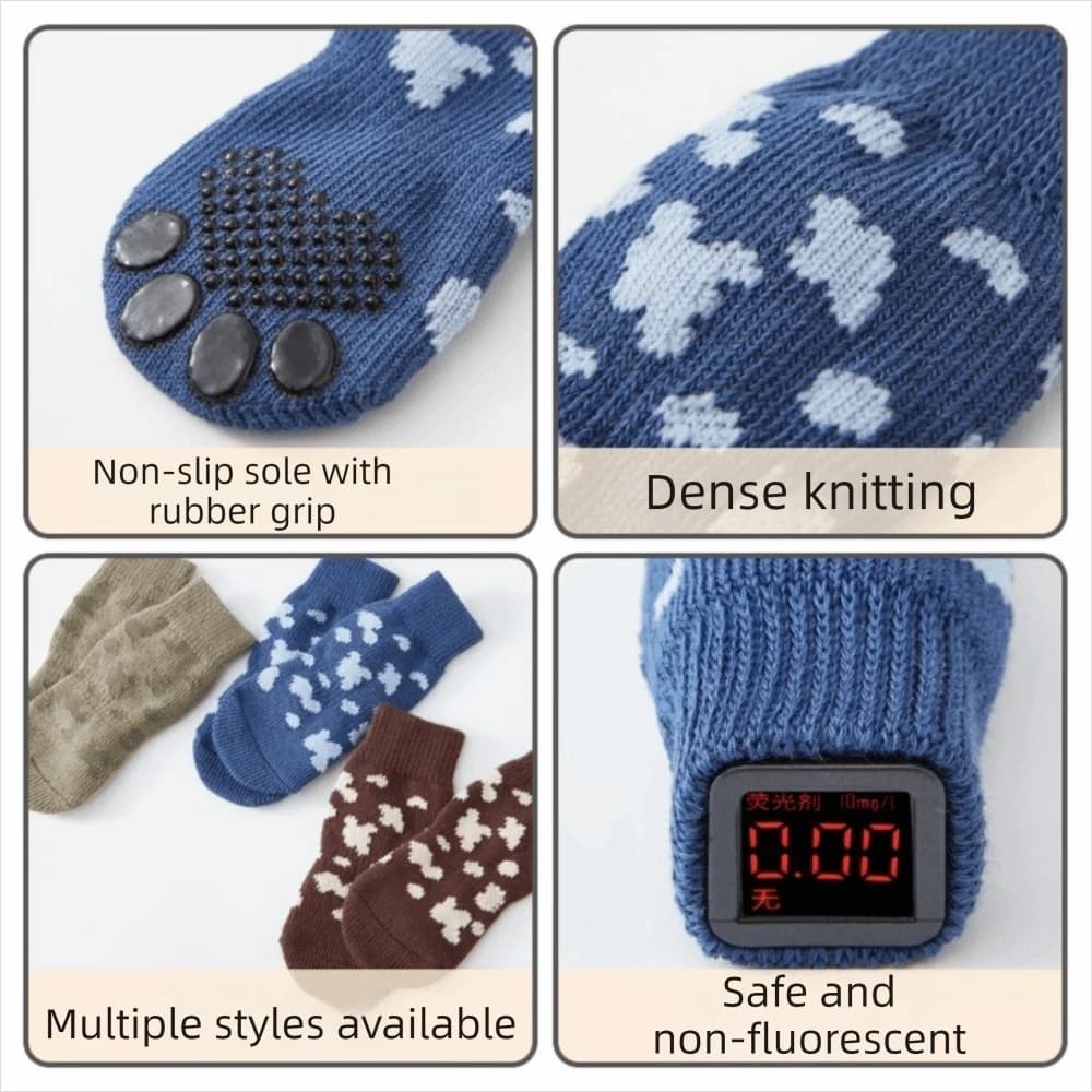 4PCS Breathable Dog Anti-slip Socks Elastic Soft Dog Paw Protectors Wear Resistant Comfortable Pet Foot Cover for Dogs Cats